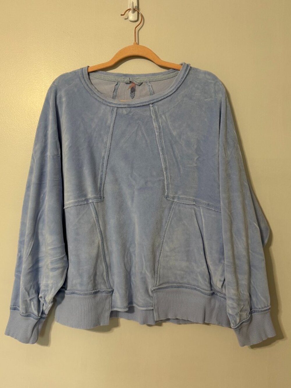 FREE PEOPLE MOVEMENT Strive On Velour Blue Sweatshirt